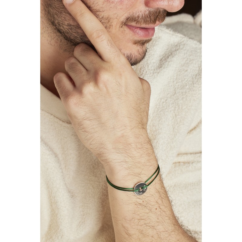 Bracelet cible strass homme personnalisable argent