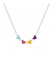 Collier cœurs multicolores argent