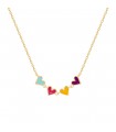 Collier Cœurs multicolores or